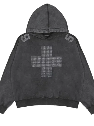 Misbhv Embellished-cross Hoodie In Gray