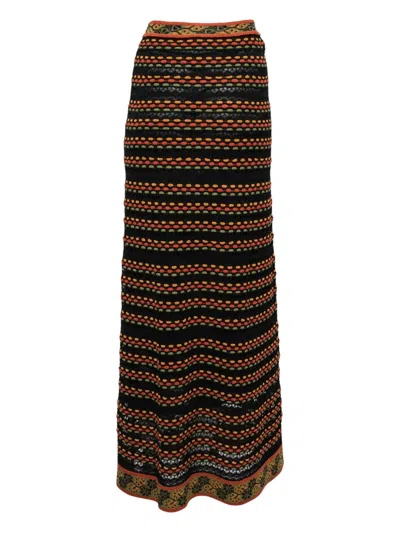 Pre-owned Missoni Perforated-knit Maxi Skirt In Black