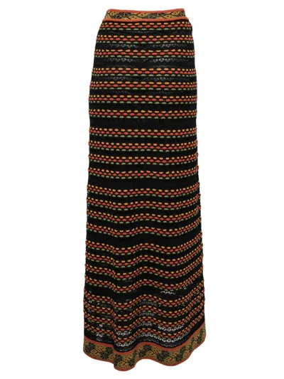 Pre-owned Missoni Perforated-knit Maxi Skirt In Black