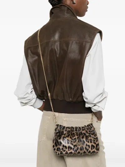 Marc Ellis Leopard Chain Satchel In Brown