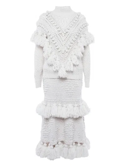 Pre-owned Zimmermann Tassel-embellishment Skirt Set In White