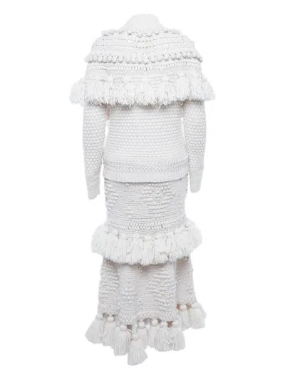 Pre-owned Zimmermann Tassel-embellishment Skirt Set In White