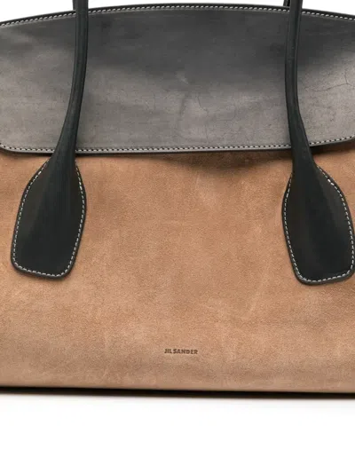 Jil Sander Leather Tote Bag In Brown