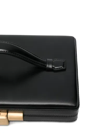 Victoria Beckham Leather Top Handle Box Clutch In Black
