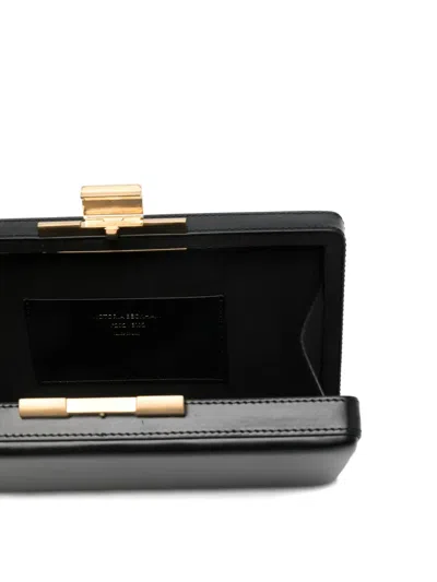 Victoria Beckham Leather Top Handle Box Clutch In Black