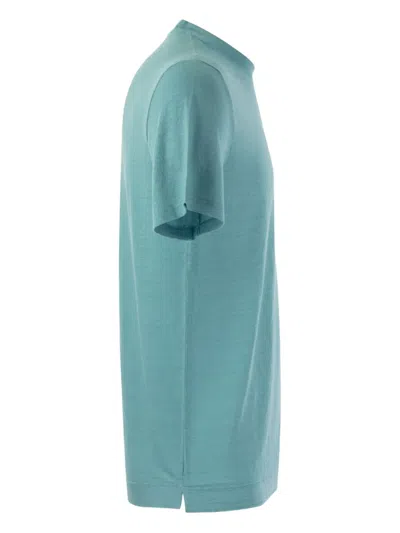 Fedeli Garment-dyed Linen And Elastane Blend T-shirt In Blue