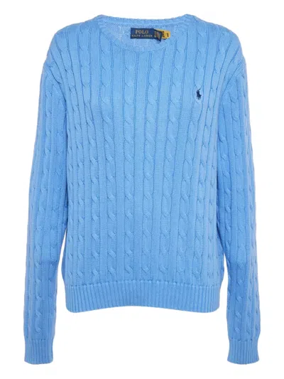 Pre-owned Polo Ralph Lauren Vintage Cable Knit Sweater In Blue