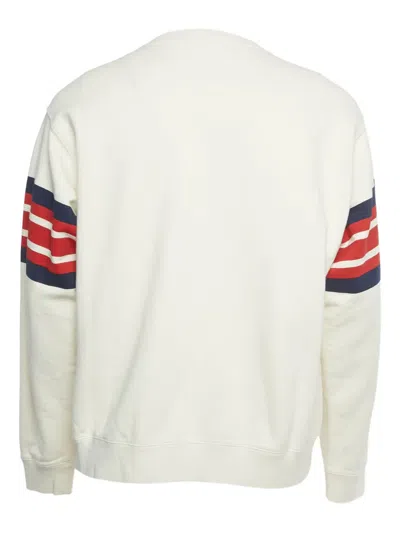 Pre-owned Gucci Printed-logo Stripe-detail Sweatshirt In Neutral