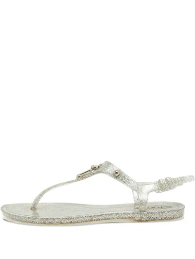 Pre-owned Tod's T-strap Sandals In White