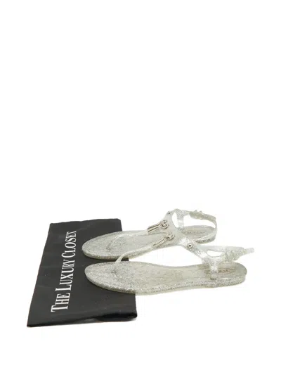 Pre-owned Tod's T-strap Sandals In White