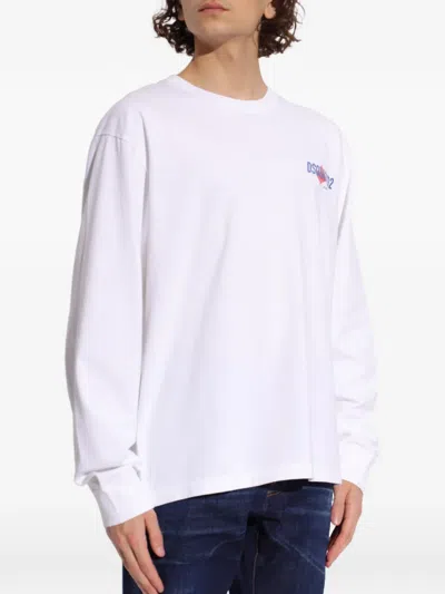Dsquared2 Longsleeve Logo T-shirt In White