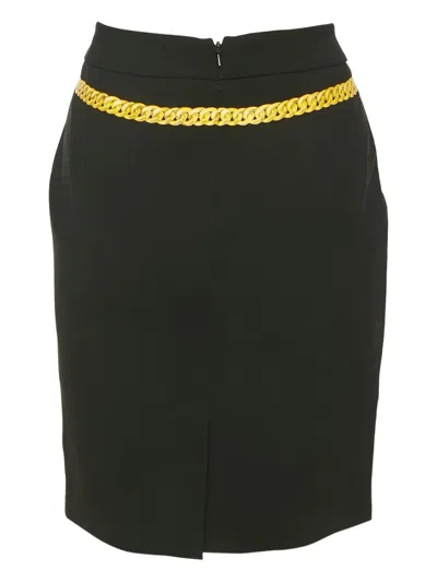 Pre-owned Moschino Chain Motif-logo Mini Skirt In Black