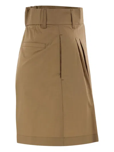 Herno Stretch Cotton Bermuda Shorts In Brown