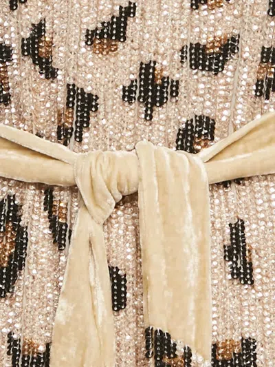 Pre-owned Retroféte Leopard-print Sequinned Dress In Neutral