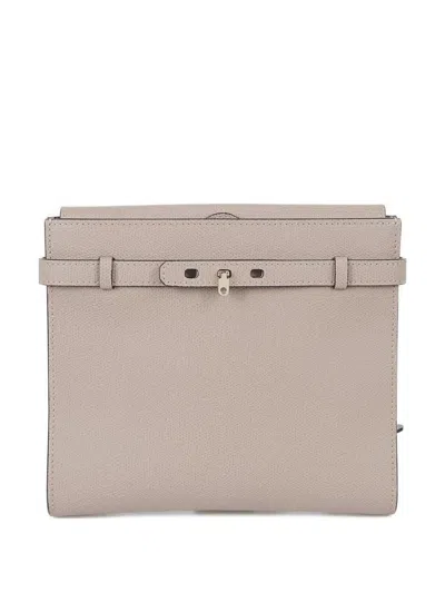 Valextra Buckle Leather Crossbody Bag In Neutral