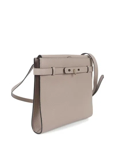 Valextra Buckle Leather Crossbody Bag In Neutral