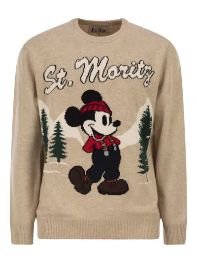 Mc2 Saint Barth Heron Embroidered Sweater In Brown