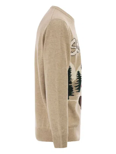 Mc2 Saint Barth Heron Embroidered Sweater In Brown