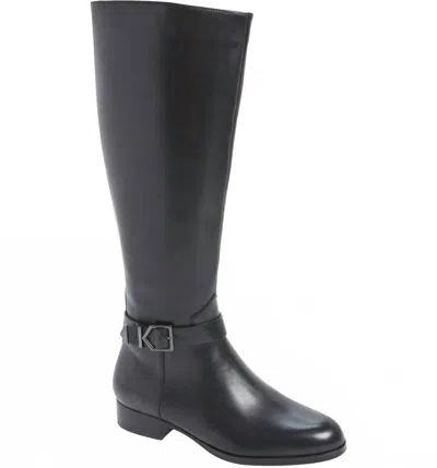 Via Spiga Women's Phillipa Leather Ankle Strap Tall Boots In Black In Black