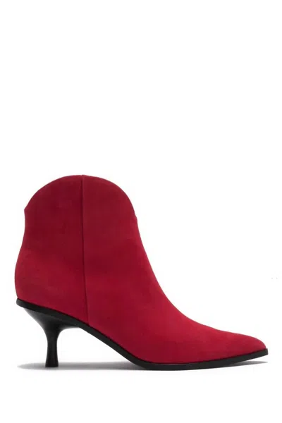 Sigerson Morrison Women's Hayleigh Suede Kitten Heel Ankle Booties In Red In Red