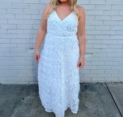 B.right Lace Up Floral Maxi Dress In White In White