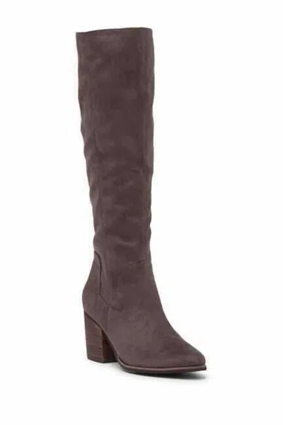 Abound Women's Faux Suede Textile Upper Heeled Tall Boots In Grey In Brown