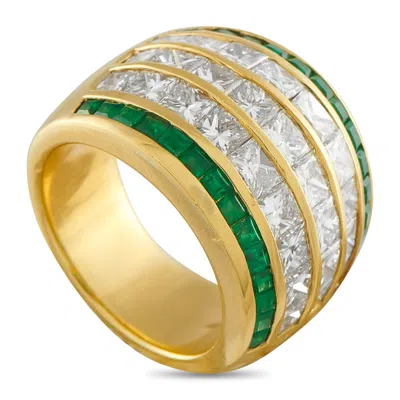 Lb Exclusive 18k Yellow Gold 4.97ct Diamond And Emerald Ring Mf04-112425 In Brown