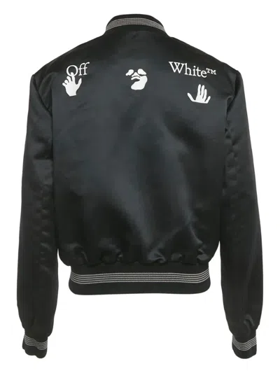 Pre-owned Off-white Logo-print Bomber Jacket In Black