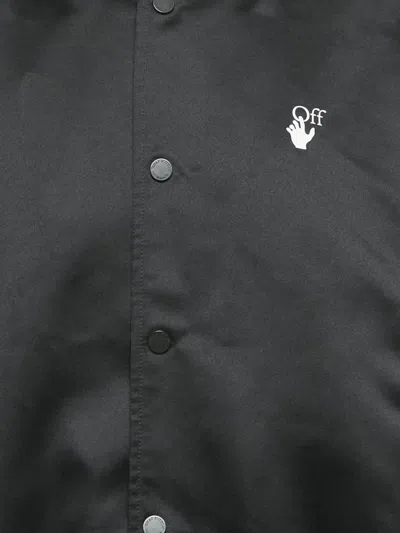 Pre-owned Off-white Logo-print Bomber Jacket In Black
