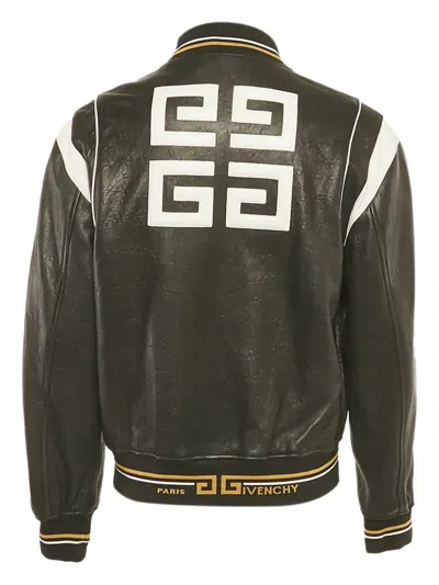 Pre-owned Givenchy 4g-motif Leather Bomber Jacket In Black