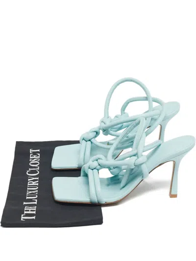 Pre-owned Bottega Veneta Vintage Calf Leather Knot Sandals In Blue