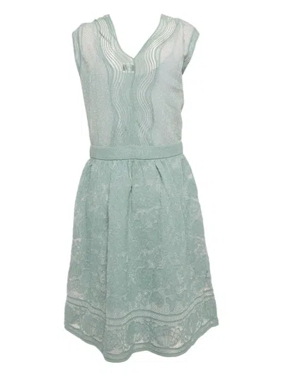 Pre-owned Missoni V-neck Mini Dress In Blue