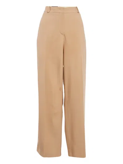 Pre-owned Loro Piana Silk Wide-leg Trousers In Neutral