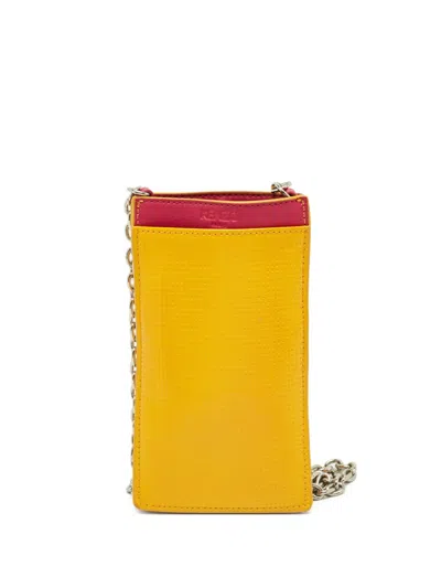 Pre-owned Kenzo Embossed-logo Chain Phone Bag In Yellow