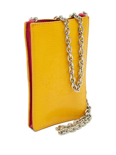 Pre-owned Kenzo Embossed-logo Chain Phone Bag In Yellow
