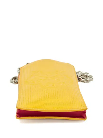 Pre-owned Kenzo Embossed-logo Chain Phone Bag In Yellow