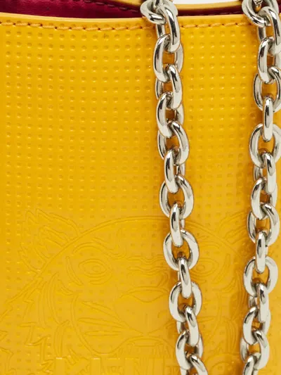 Pre-owned Kenzo Embossed-logo Chain Phone Bag In Yellow