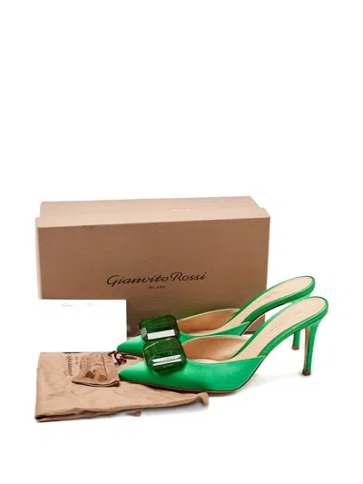Pre-owned Gianvito Rossi Crystal Pointed Mules In Green