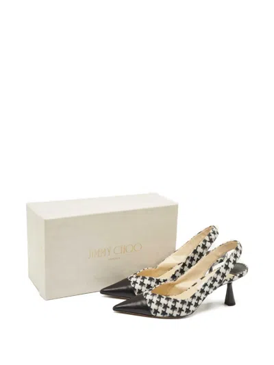 Pre-owned Jimmy Choo Houndstooth Leather Pumps In Black