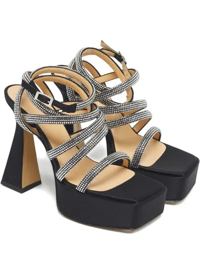 Pre-owned Mach&mach Sydney Platform Embellished Sandals In Black