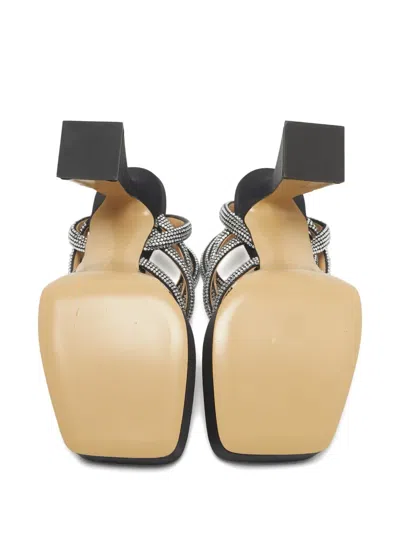 Pre-owned Mach&mach Sydney Platform Embellished Sandals In Black