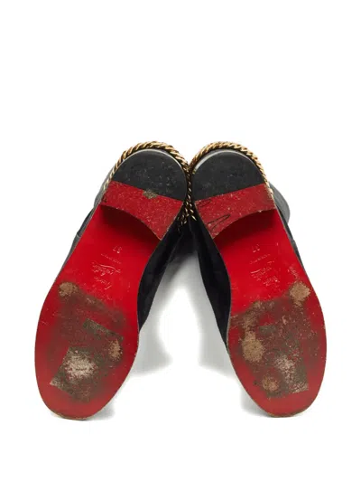 Pre-owned Christian Louboutin Chain Leather Boots In Gray