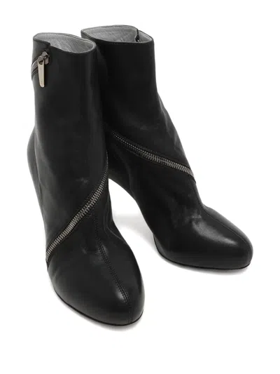 Pre-owned Sergio Rossi Zipper Leather Ankle Boots In Black
