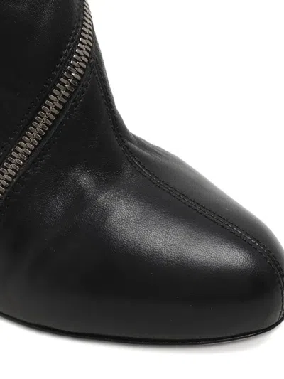 Pre-owned Sergio Rossi Zipper Leather Ankle Boots In Black