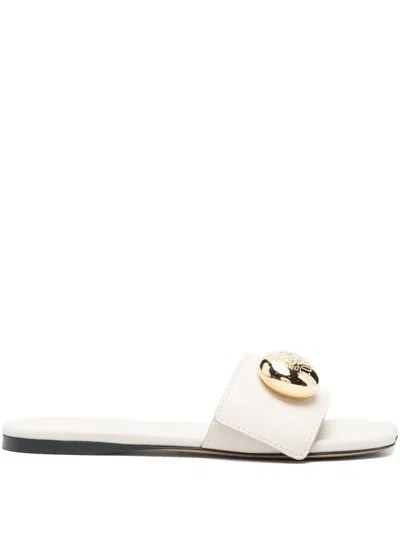 Loewe Leather Circular-embellishment Sandals In White