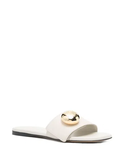 Loewe Leather Circular-embellishment Sandals In White