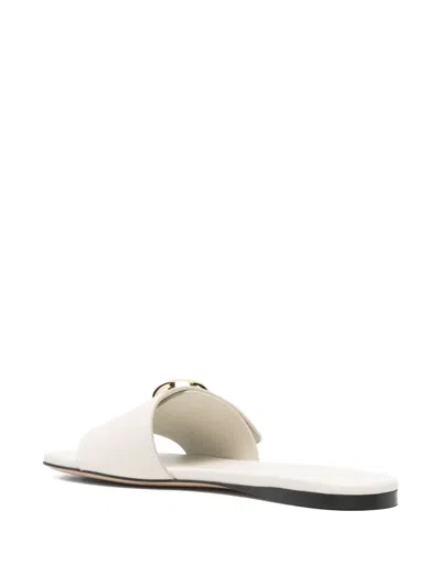 Loewe Leather Circular-embellishment Sandals In White