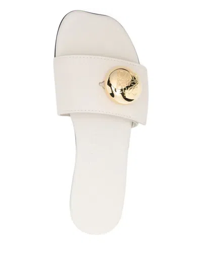 Loewe Leather Circular-embellishment Sandals In White