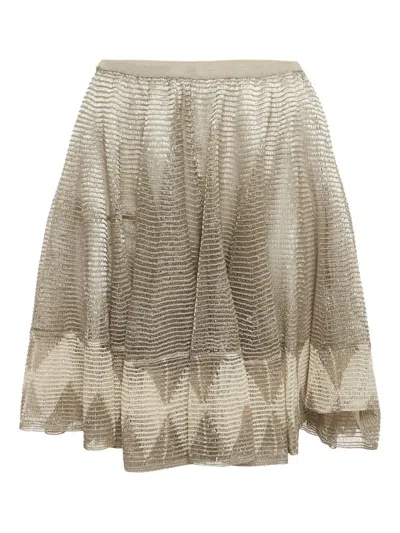 Pre-owned Alaïa Intarsia Knit Flared Mini Skirt In Neutral
