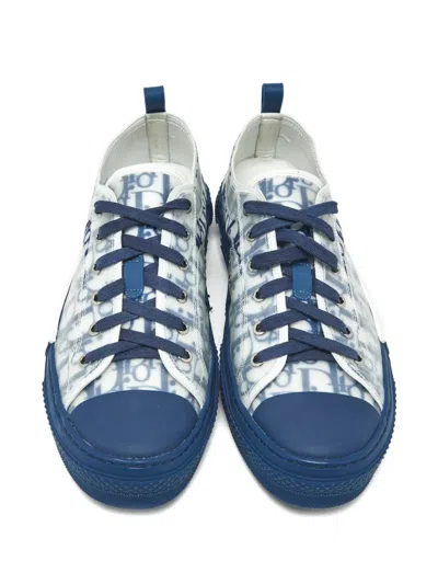 Pre-owned Dior B23 Oblique Lace-up Sneakers In Blue